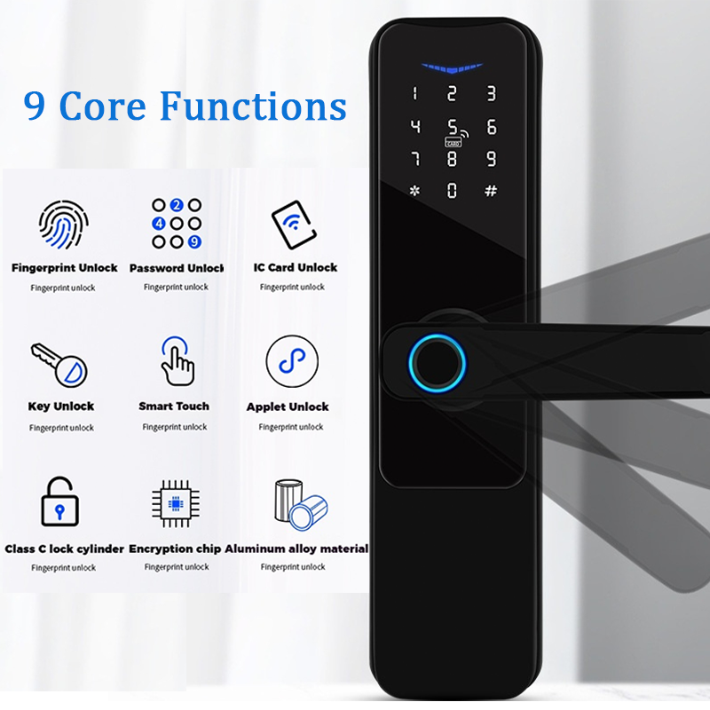 9 Core Functions fingerprint lock display finger lock