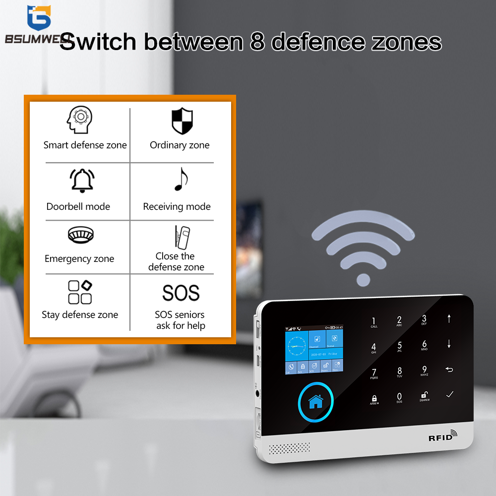 Smart Home Security Alarm System Wireless Tuya Smart App WIFI GSM Home Alarm System