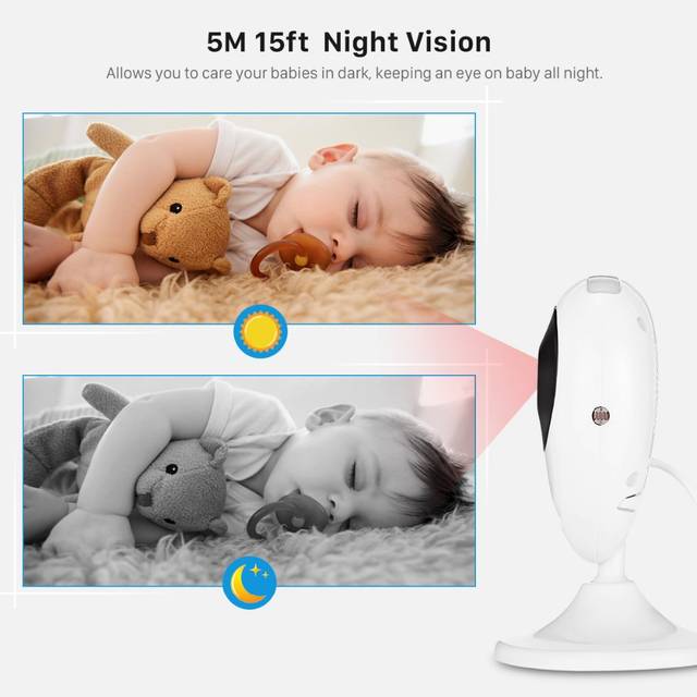 2.4 inch LCD Display Cry Sound Temperature Baby Video Camera Night Vision Two-way Audio Wireless Video Baby Monitor Camera