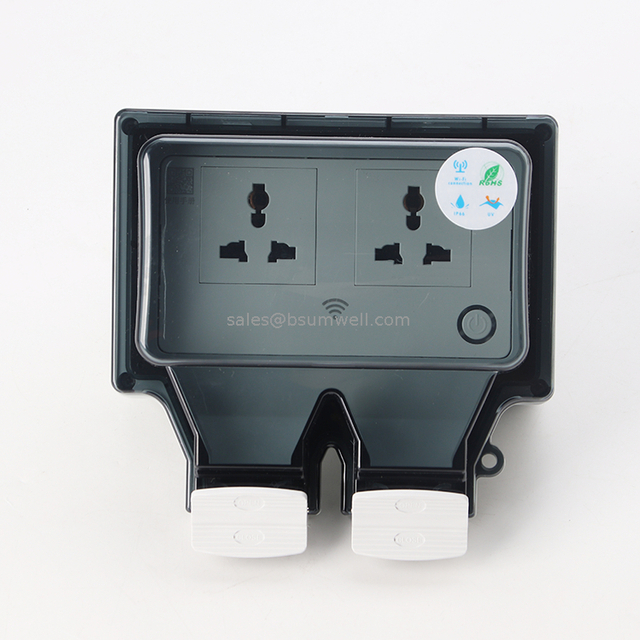 Good Price Wifi IP66 Waterproof Multifunction 2 Gang Socket 16A Wifi Tuya Outdoor Electric Extension Socket