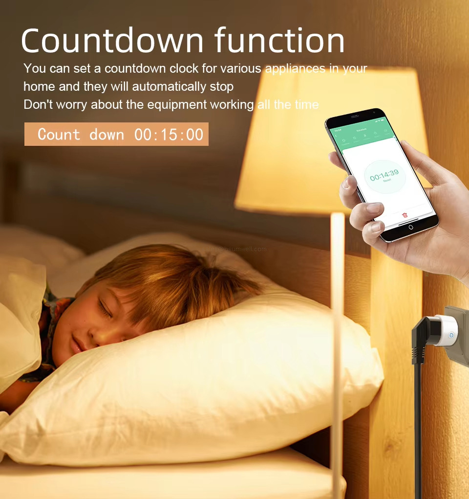 Countdown function home and they will automatically stopDon't worry about the equipment working all the time You can set a countdown clock for various appliances in your