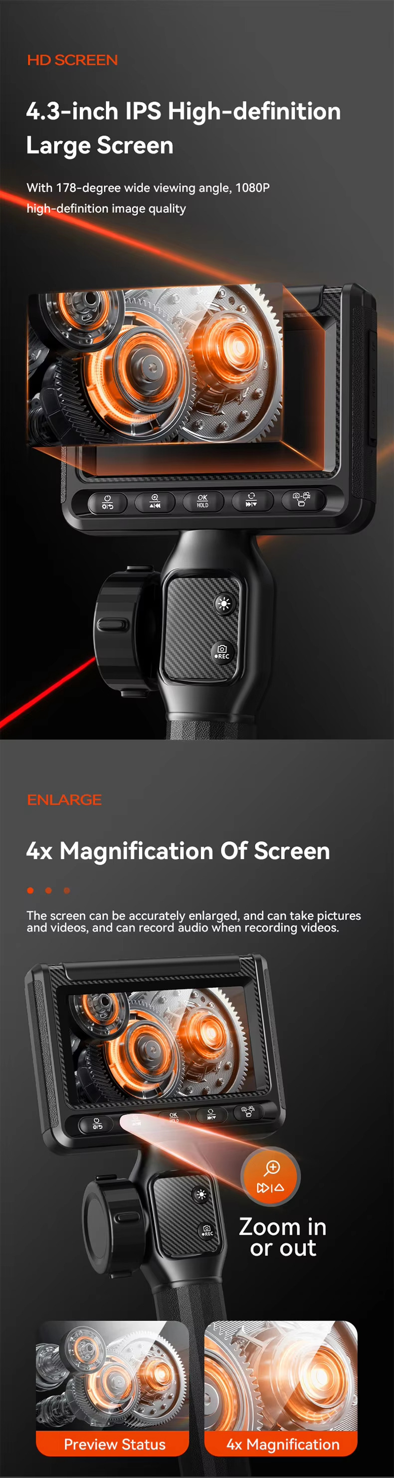 4.3-inch IPS High-definitionLarge Screen