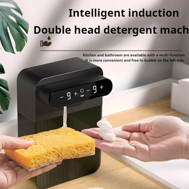Touchless IPX7 Waterproof Dual-Nozzle Automatic Soap Dispenser Sensor Activated for Kitchen & Commercial Use