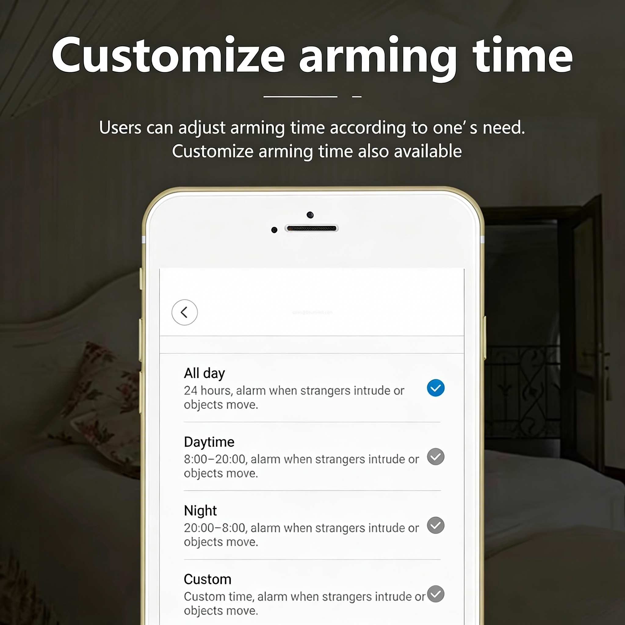 Customize arming time