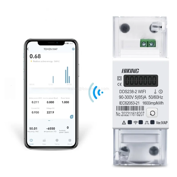 Single Phase WiFi Smart Energy Switch – Remote Control & Alexa-Compatible DIN Rail Switch