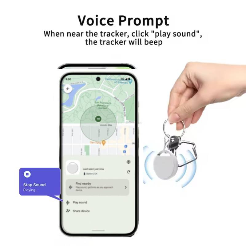 Voice Prompt When near the tracker, click "play sound"the tracker will beep