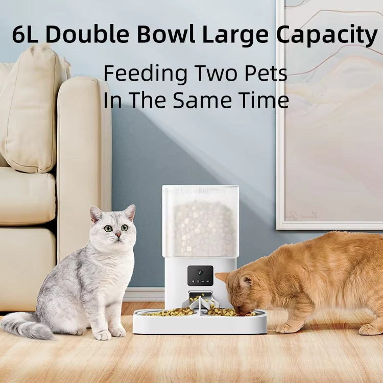 6L Double Bowl Large Gapacity Feeding Two PetsIn The Same Time