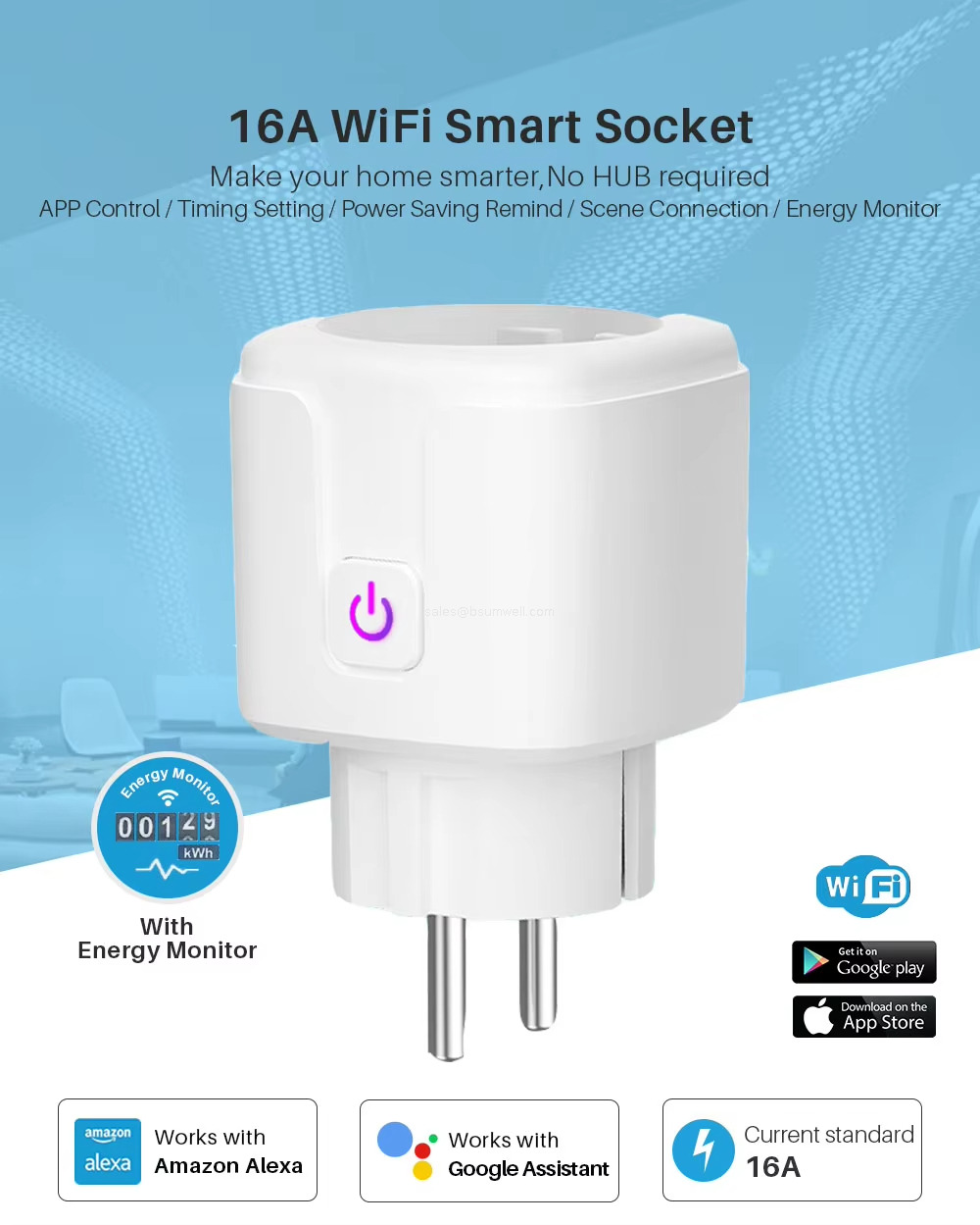 16A WiFi Smart Socket Make your home smarter,No HUB required