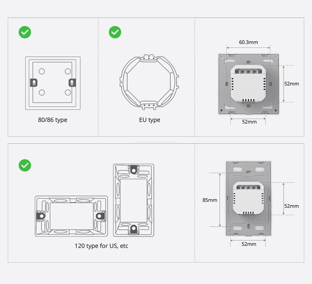 80/86 type; 120 type for Us, etc. EU type.