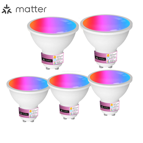Matter WiFi Smart Bulb gu10 E27 9W RGBWW Dimmable Color Changing Spot Lamp Works with Alexa Google Home Apple Home