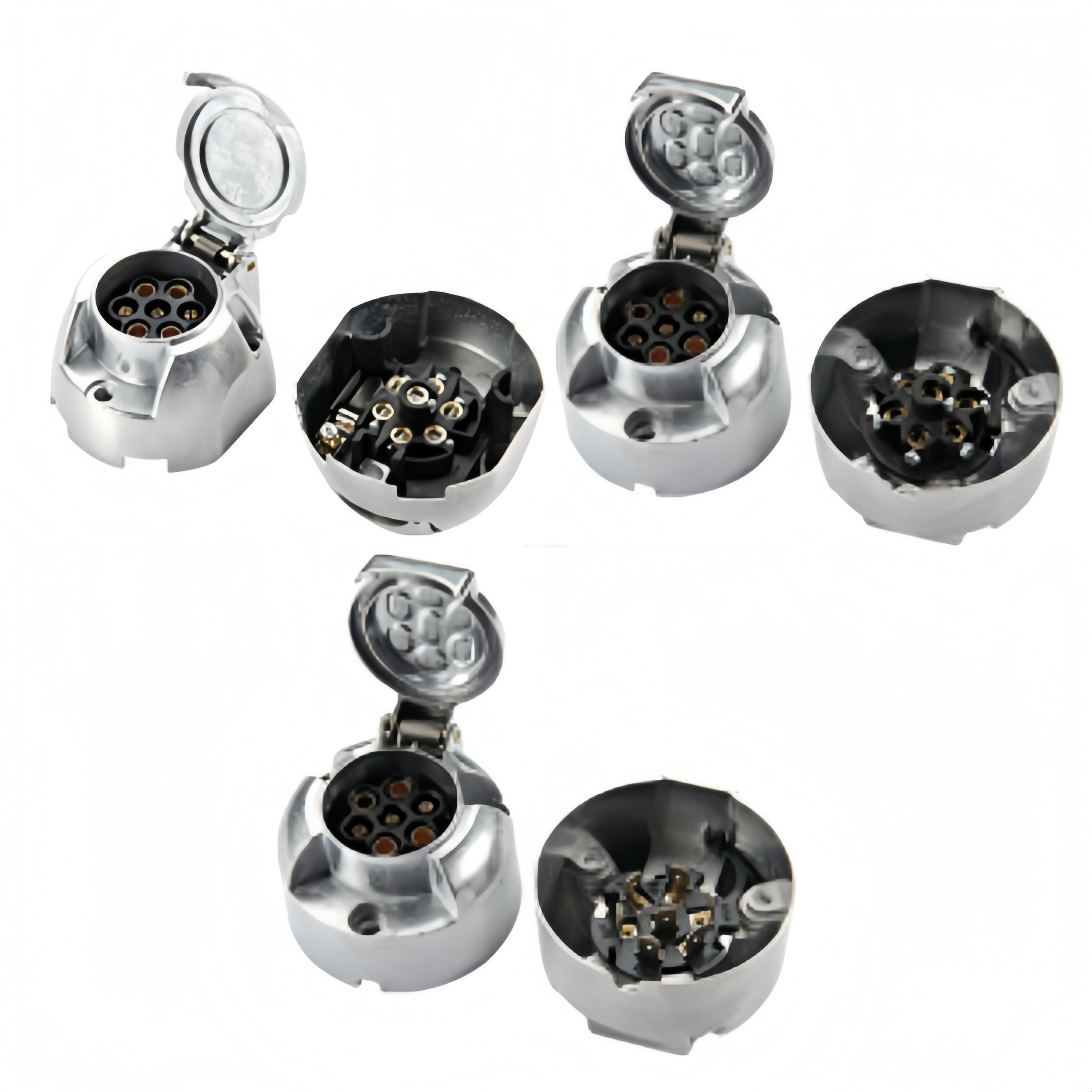 7 Way to 6 Way Round 4 Way Flat Trailer Plug Adapter Dual