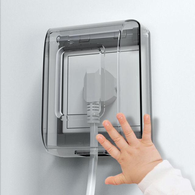 Baby Safety Electricity Box Childproof Socket Cover Twin Switch Decorative Wall Outlet Guard Large Universal Electrical Plug Protector Enclosure Transparent Shield