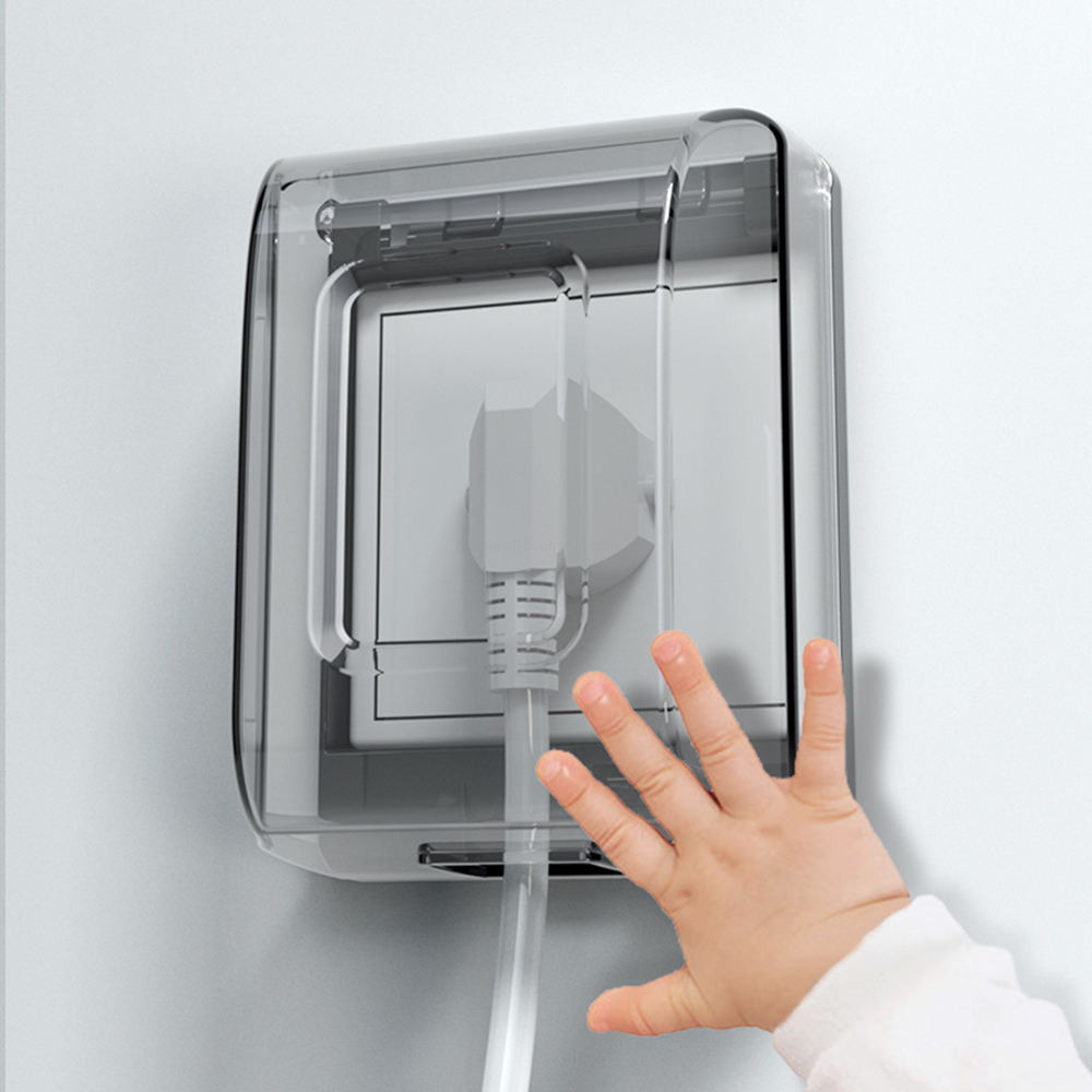 Baby Safety Electricity Box Childproof Socket Cover Twin Switch Decorative Wall Outlet Guard Large Universal Electrical Plug Protector Enclosure Transparent Shield