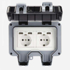Double Socket Outdoor EU Standard IP66 Weatherproof Wall Power Outlet German Schuko Type Electrical Receptacle Box with Lockable Cover for Exterior Garden