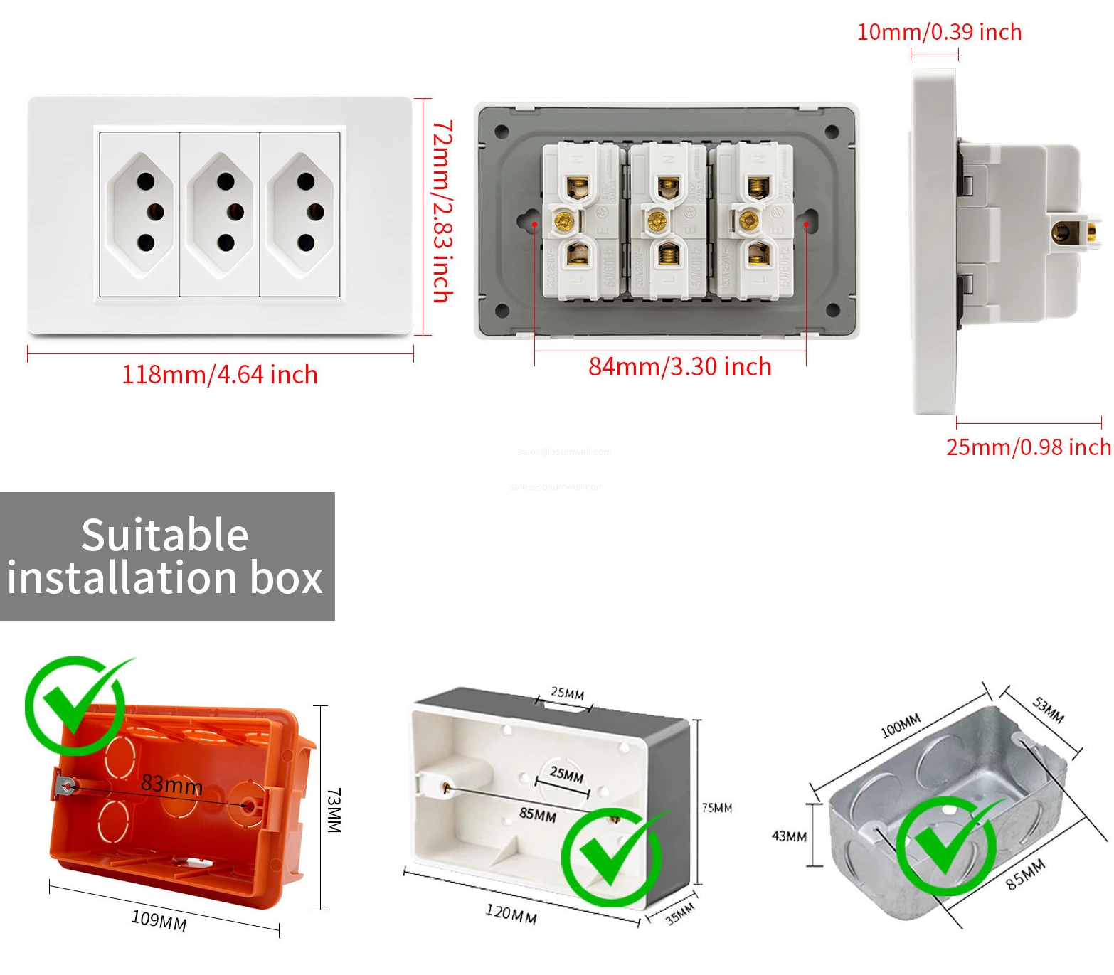 Brazil Standard Wall Power Socket Light Switch 118x72mm Fireproof PC Panel Dual USB Type C Fast Charger Smart Modular Combo Electric Outlet White