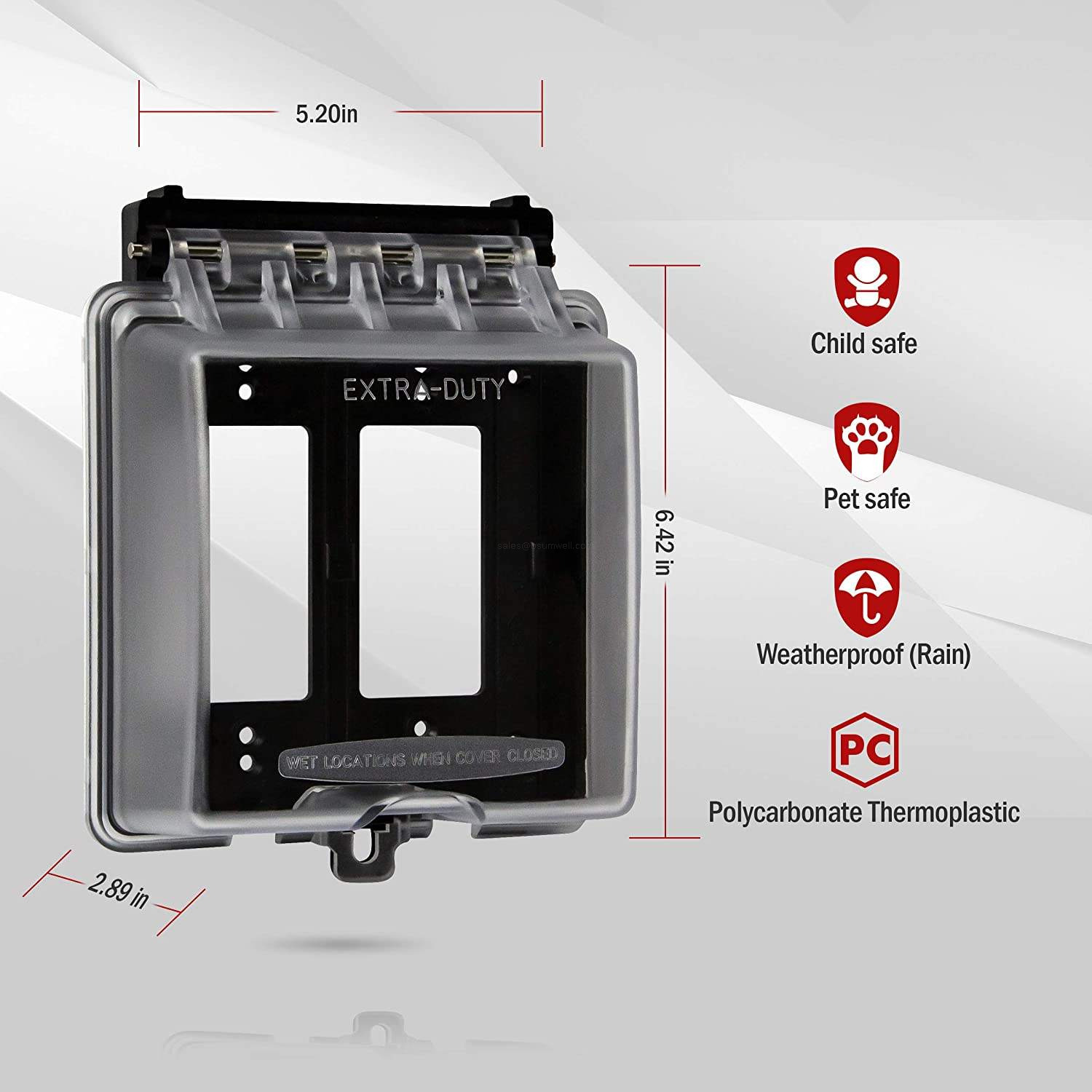 2 Gang Weatherproof Outdoor Outlet Cover Extra Duty In Use Receptacle Protector Dual Decorator GFCI Electrical Box Enclosure Transparent Shield