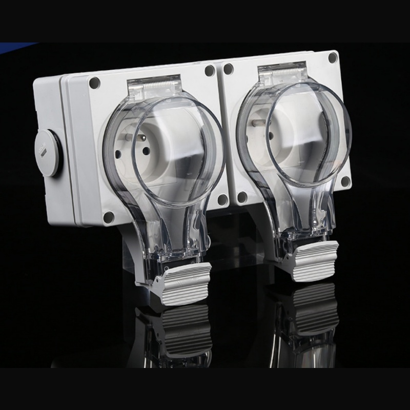 2-Gang French-style IP66 Weatherproof Socket – Dual Outlet for Commercial & Industrial Use