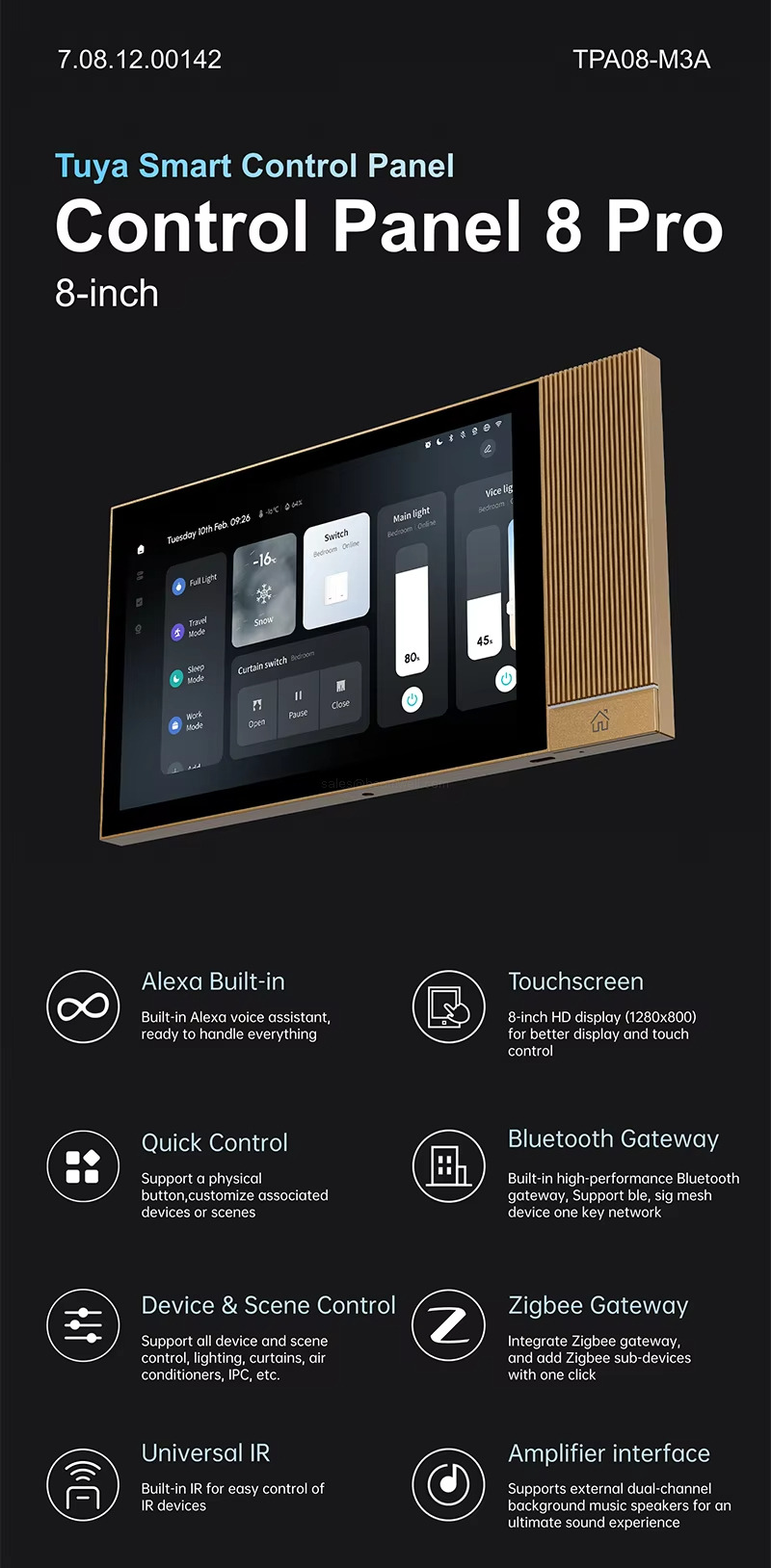 8-inch Tuya Smart Control Panel Control Panel 8 Pro