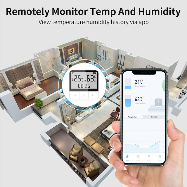 Smart WiFi Temperature Humidity Monitor temperature and humidity detector