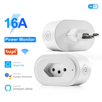 Power Monitor Timer Function App Remote Control Works with Alexa Google Home with Brazil 16A Wifi Smart Plug Smart Socket