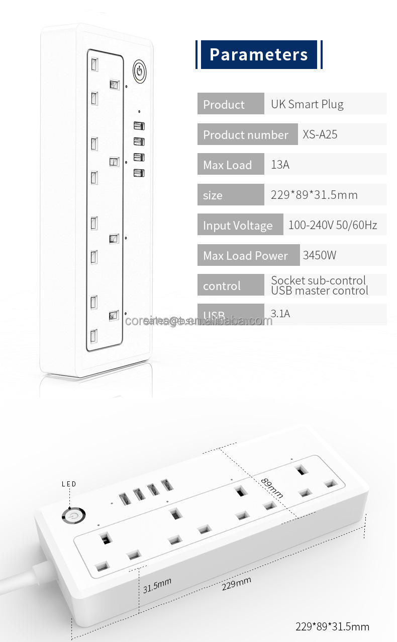 WiFi Smart Power Strip 4 AC Outlets Works with Alexa Echo And Google Home White Color