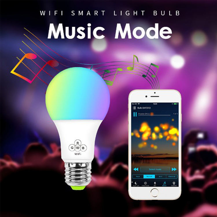 Google Smart Lights Bulb App+voice Control Brightness Adjustment Led Bulb Wifi Globe AC 60 Led Bulbs RGB E27 E26 E22