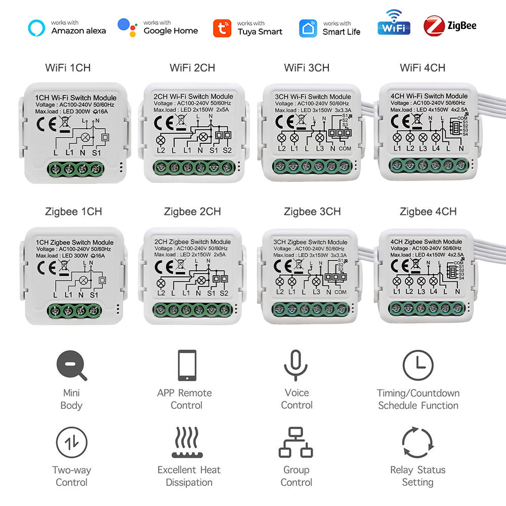 Tuya ZigBee Smart Curtain Switch Module Switch Circuit Breaker Mobile APP Remote Controls Control Voice Control