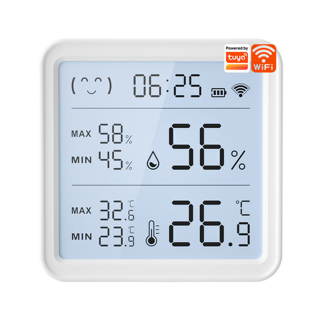 {Manufacturer}Tuya Temperature Humidity Sensor LCD Digital Display Compatible with Bluetooth APP Remote Control Thermometer
