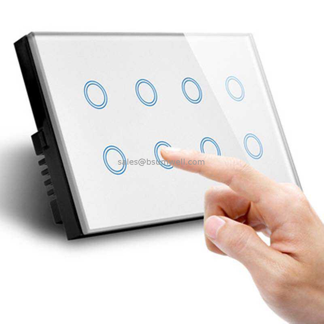 OEM ODM 147*86mm Size Tuya App 8 Gang Wifi Remote two way light switch wiring