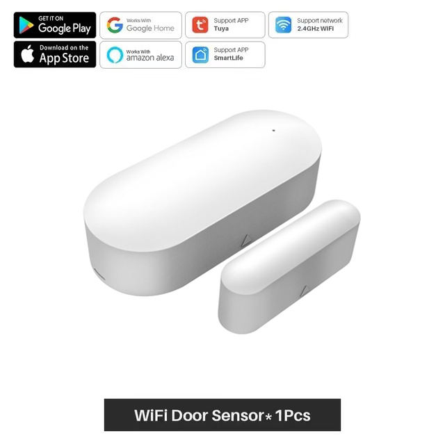 WiFi Door Sensor Smart Door Open/Closed Alarm Wifi Window Sensor Smartlife APP Work With Google Home Alexa