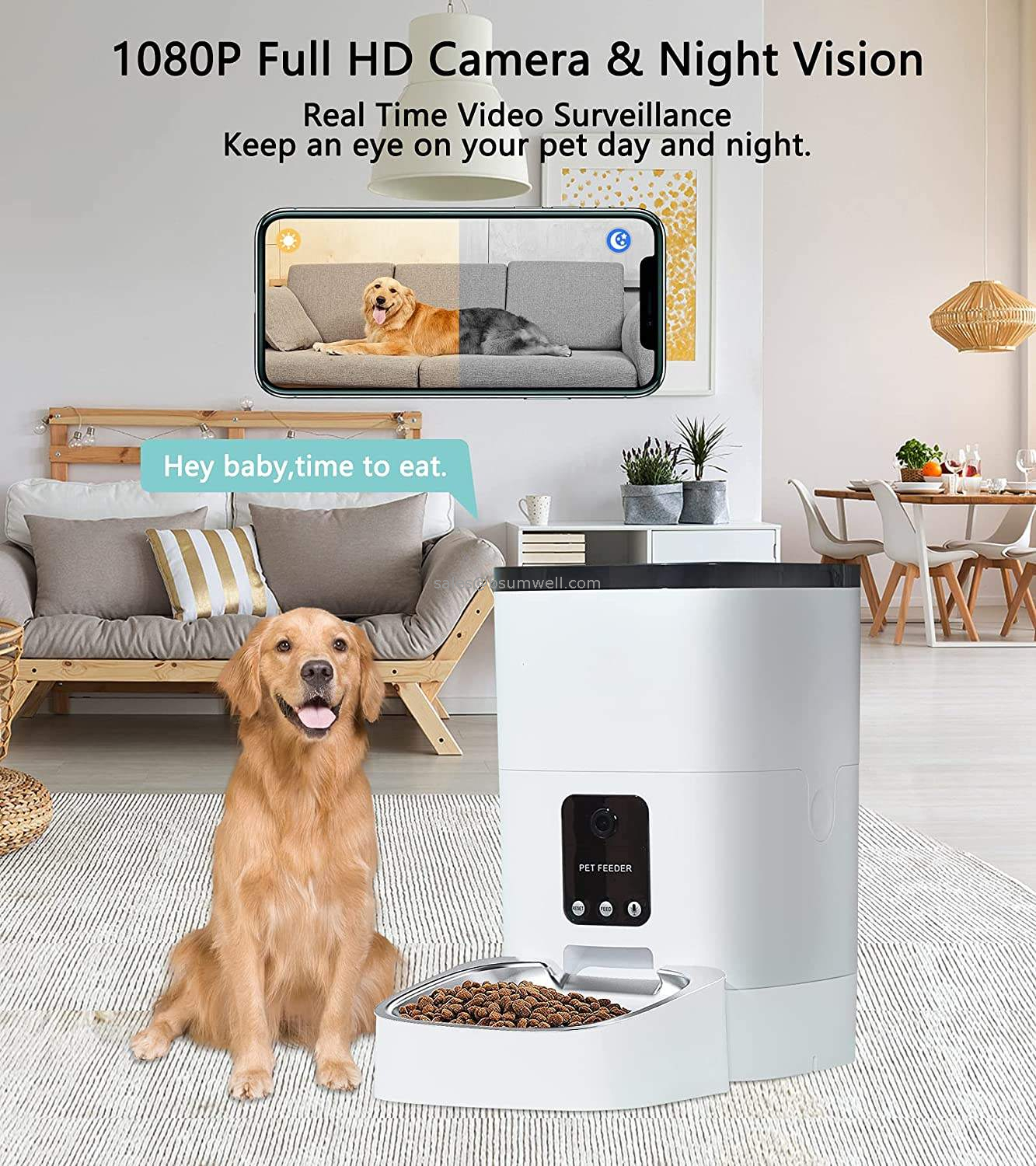 6L Full HD 1080P Video Camera Pet Bowls 8 Meals Per Day Voice Interaction Automatic Pet Feeder