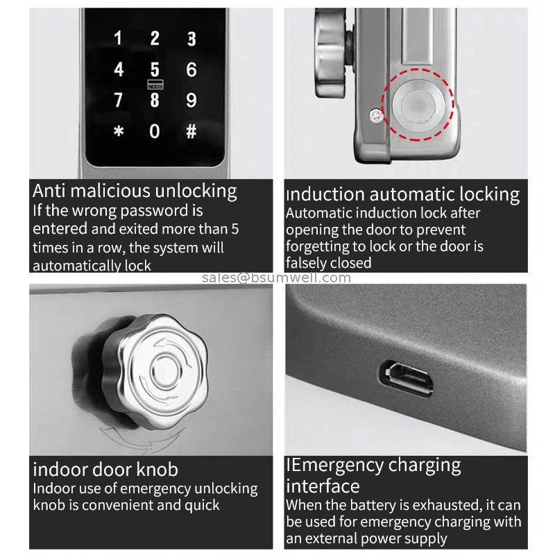 Door Lock Outdoor Gate Waterproof Double Fingerprint Lock Digital Password Rfid Card Keyless Entry Electron Door Lock