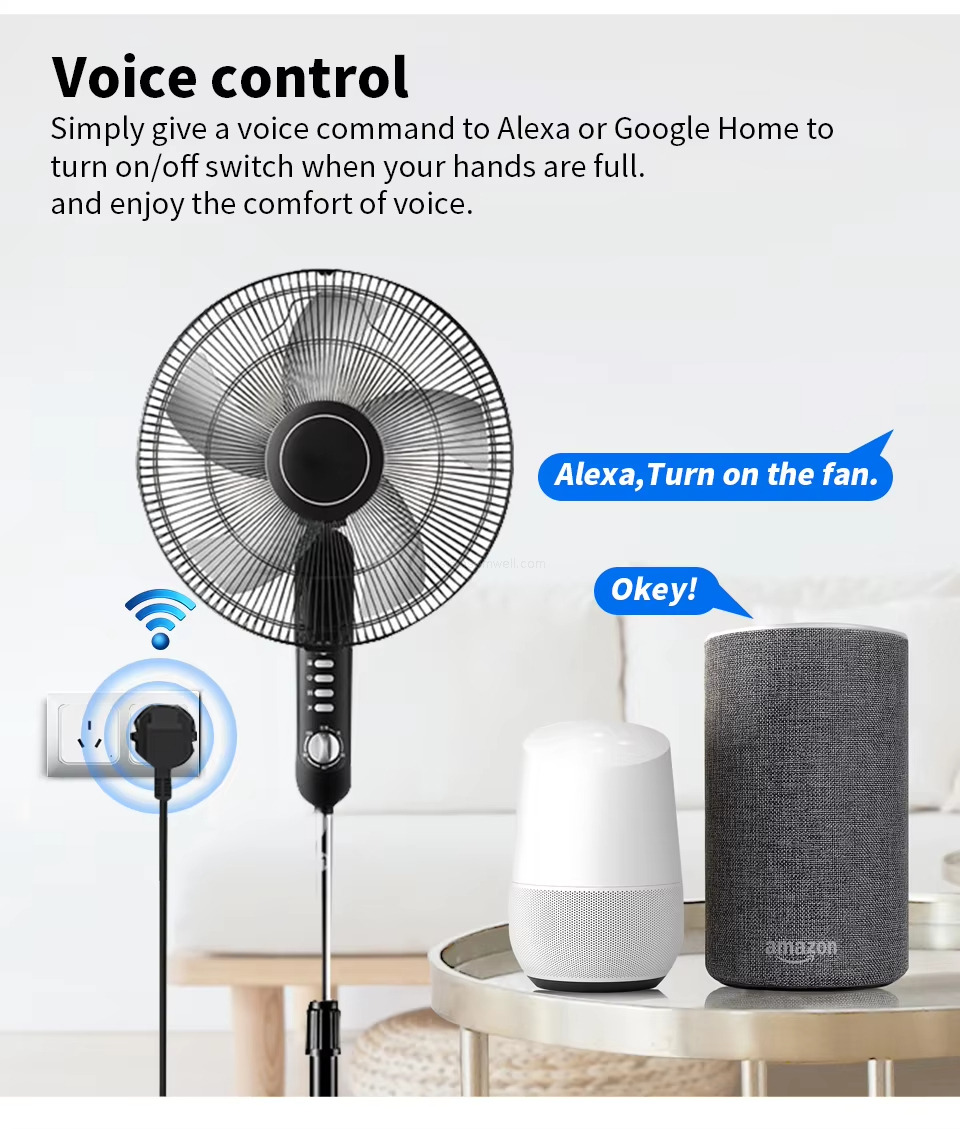 Voice control Simply give a voice command to Alexa or Google Home toturn on/off switch when your hands are full.and enjoy the comfort of voice.