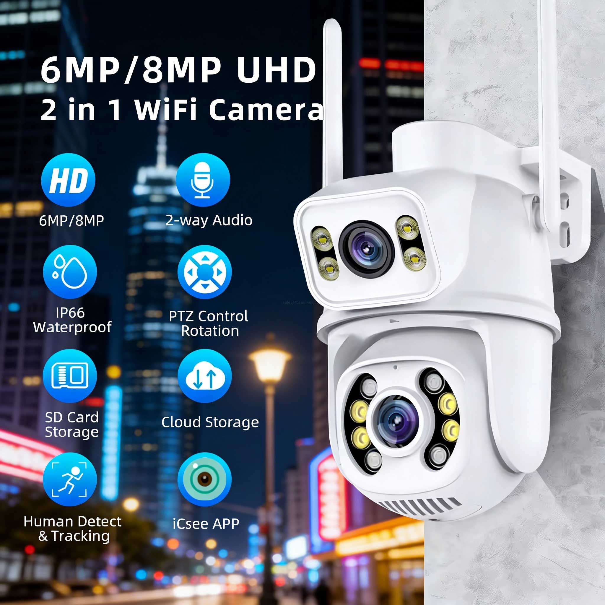 OEM dual-lens outdoor security camera