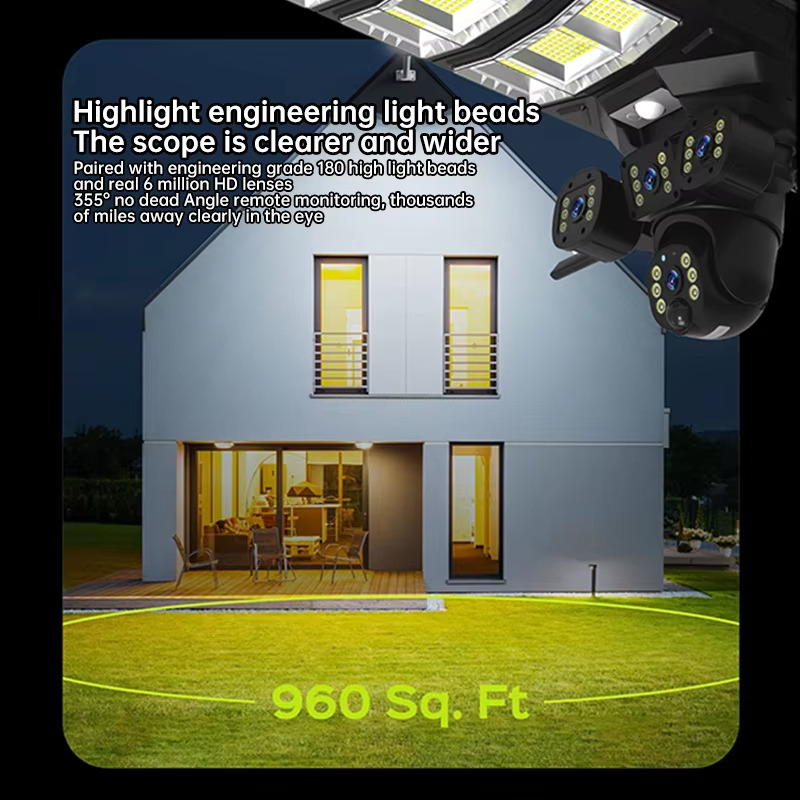 Highlight engineering light beads. The scope is clearer and wider Paired with engineering grade 180 high light beadsand real 6 million HD lenses 355 no dead Angle remote monitoring, thousands of miles away clearly in the eye