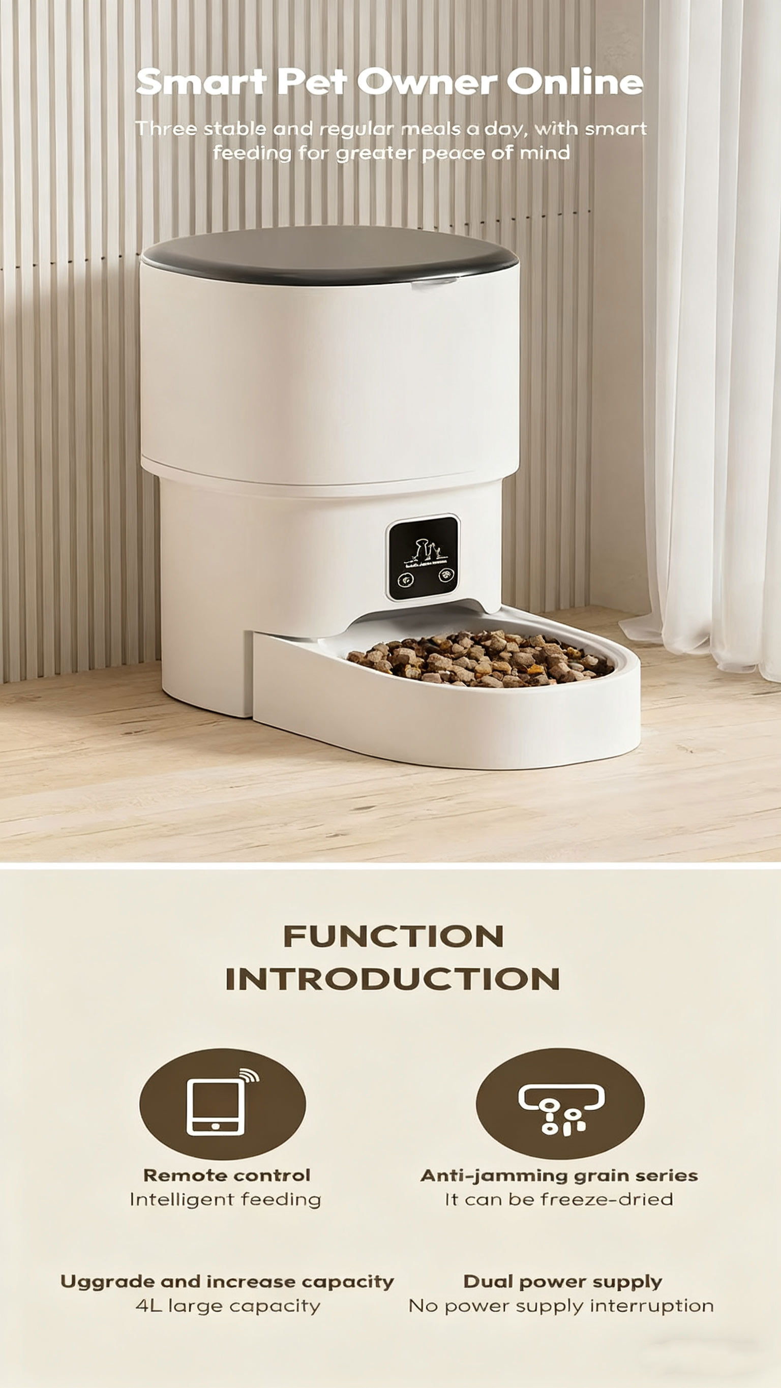 Smart Petowner online Three stable and regular meals a doy, with smart feeding for greater peace of mind