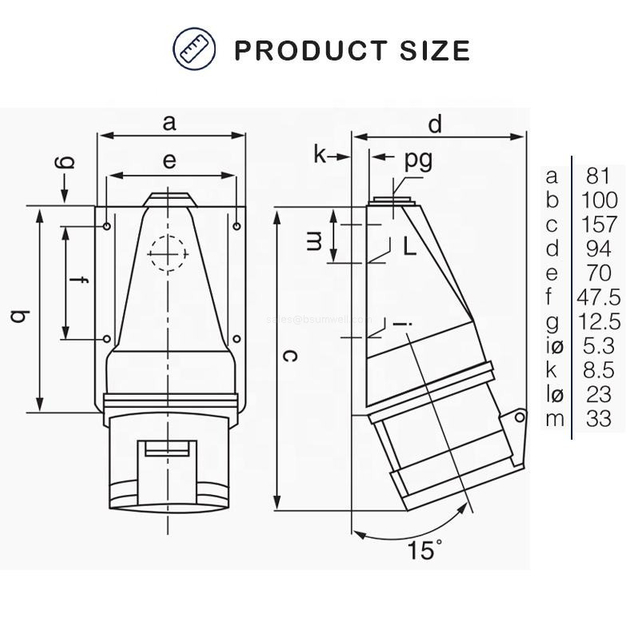 Waterproof angled surface mount socket
