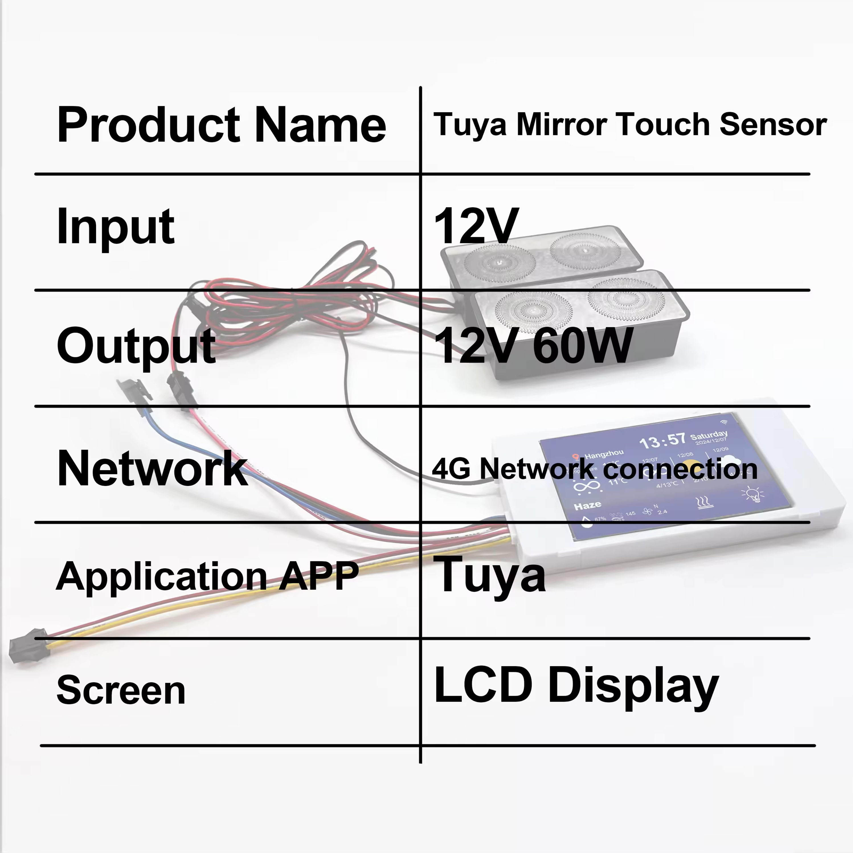 Tuya wirelss Charging Led Sensor LCD display Key attributes