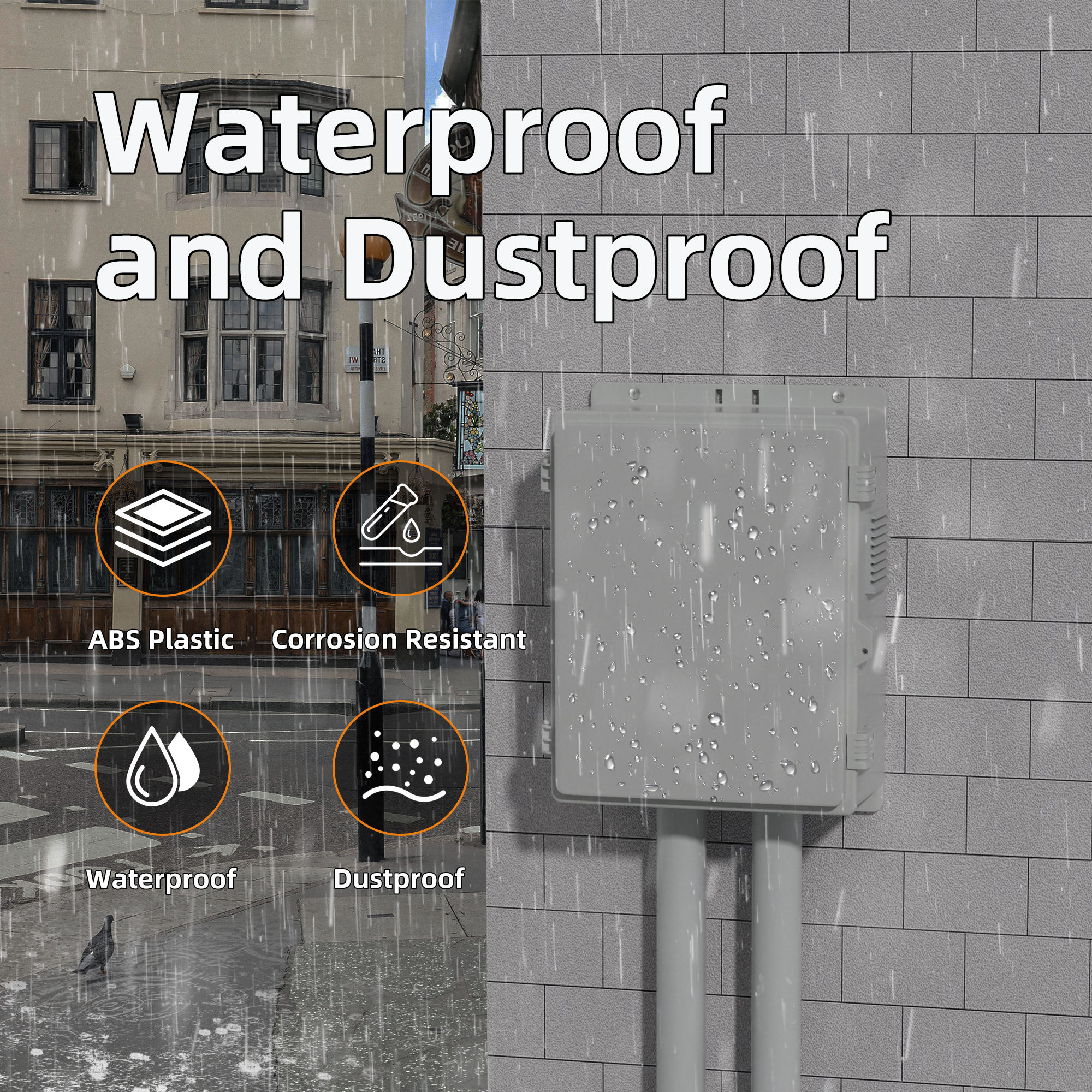 Outdoor Enclosure 16x11x6 Waterproof Junction Box Vented WiFi Project Case with 12V Cooling Fan