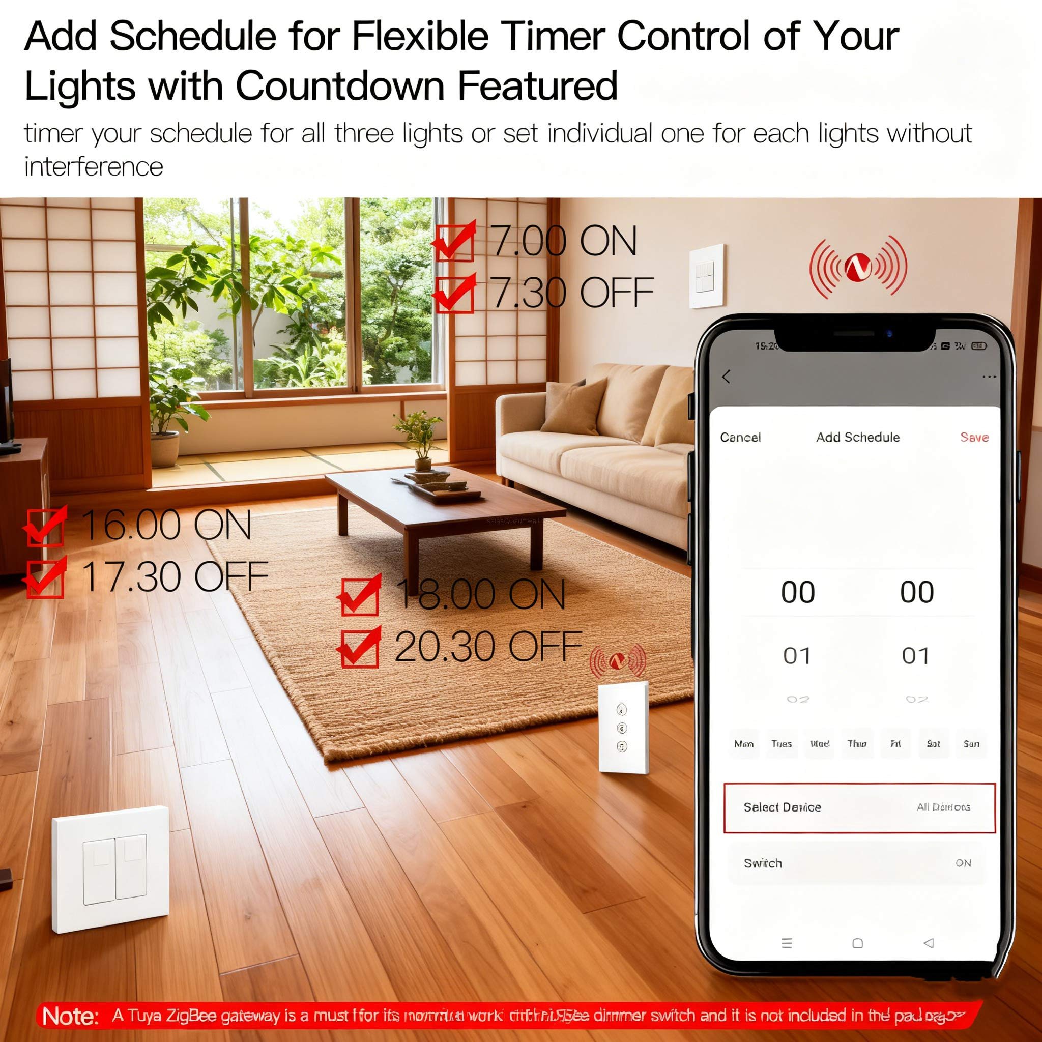 Zigbee Tuya Dimmer Switch (Alexa/Google compatible)
