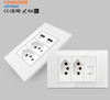 Brazil Standard Smart Switch Wall Outlet White Crystal Glass Panel Electrical Receptacle 10A 20A Power Socket with USB Type C 20W Fast Charger and Cat6 RJ45 Network Module