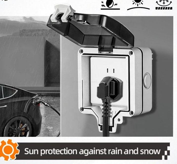 IP66 Waterproof Outdoor Socket Box Wall Mounted Type 86 Weatherproof Electrical Outlet Cover for High Power Appliances EV Charging Sheds and Industrial Workshops