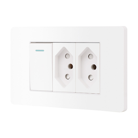 Brazil Standard Light Switch and Socket Combo Dual 20A Electrical Outlet with Integrated Wall Switch Panel for Horizontal and Vertical Installation