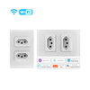 Brazil Standard Smart WiFi Wall Socket 16A Duplex Electrical Outlet Tempered Glass Panel Work with Tuya Smart Life Alexa Google Home