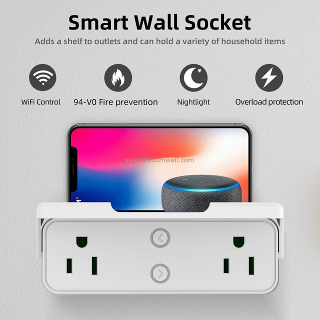 Tuya WIFI Smart Socket with USB Port Outlet US Standard Power Strip APP Remote Control Dual Plug Support Alexa Google Home