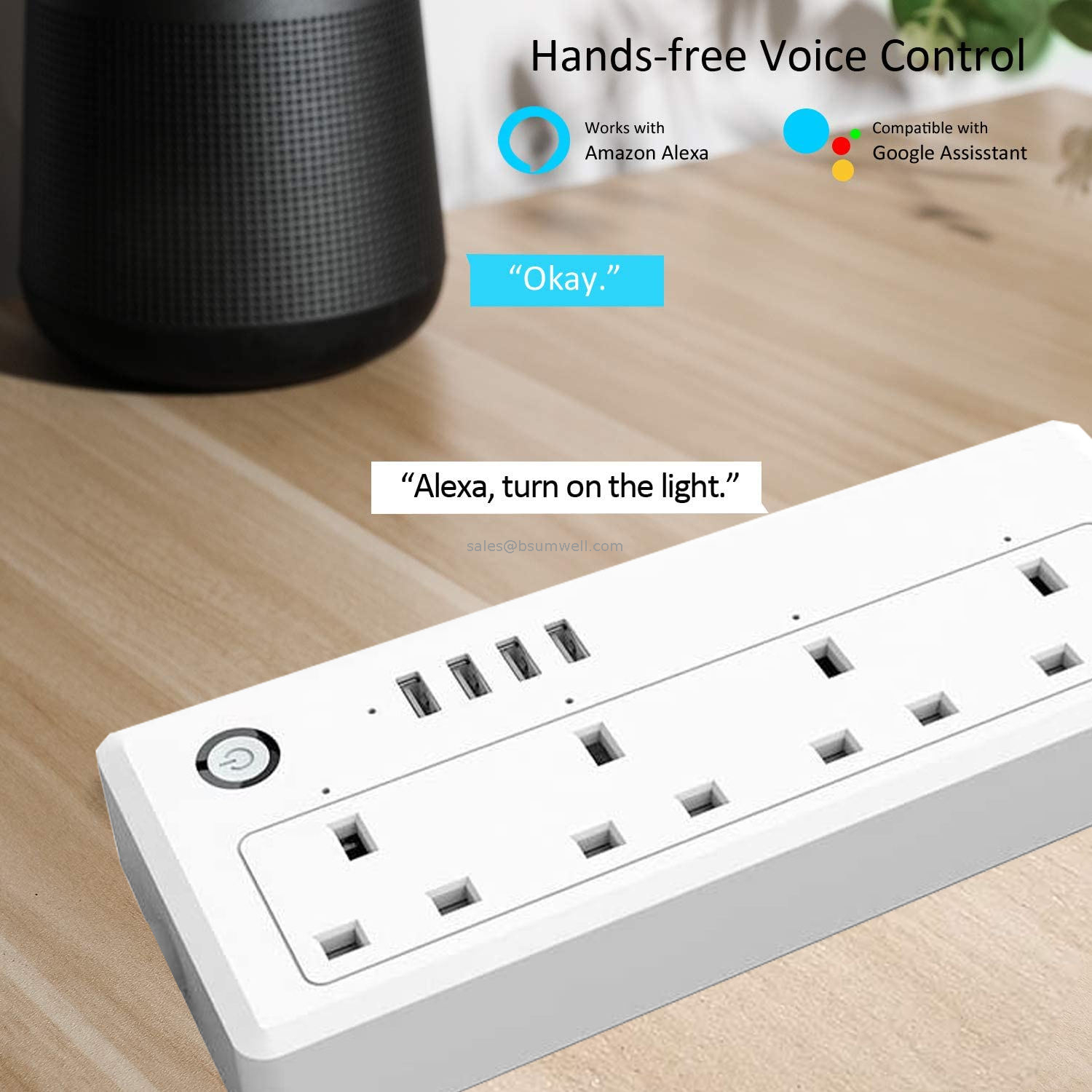 WiFi Smart Power Strip 4 AC Outlets Works with Alexa Echo And Google Home White Color