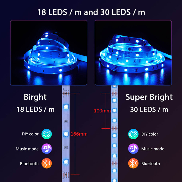2024 Hot Sale LED Kit Music Sync Voice Control Google Home Alexa Tuya 5M 10M Smart WIFI RGB LED Strip Lights