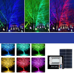 Solar Light RGB Led Flood Light IP67 200w RGB Floodlight Waterproof Dimmable Control Garden Waterproof Solar Lights for Garden