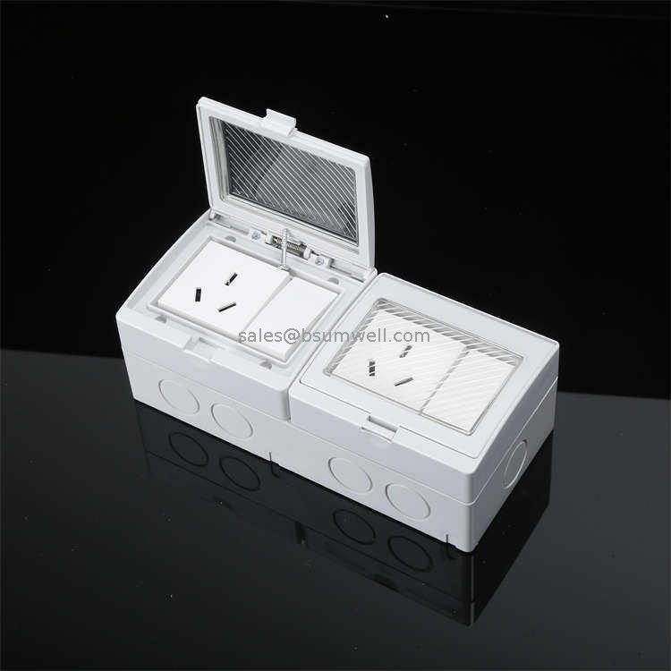 Outdoor 2 Gang Switch 2 Gang Socket Weatherproof IP55 Electric Plug Switch Socket Plugs Sockets Box