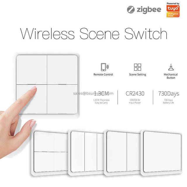 Tuya Zigbee Scene Switch Wireless Light Switch 1 2 3 4 Gangs outdoor wifi switch